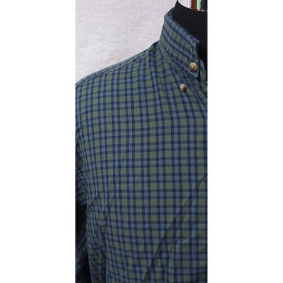 Dockers Men Large Green Blue Stripe Long Sleeve Button Up Embroidered Logo Shirt - Picture 3 of 11